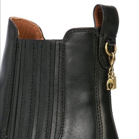 SALE💥💥 COACH Bowery Chelsea Block Heel Ankle Boots Genuine Leather Black - Picture 10 of 13